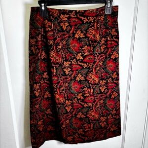 Briggs New York Red and Black Floral A-Line Skirt